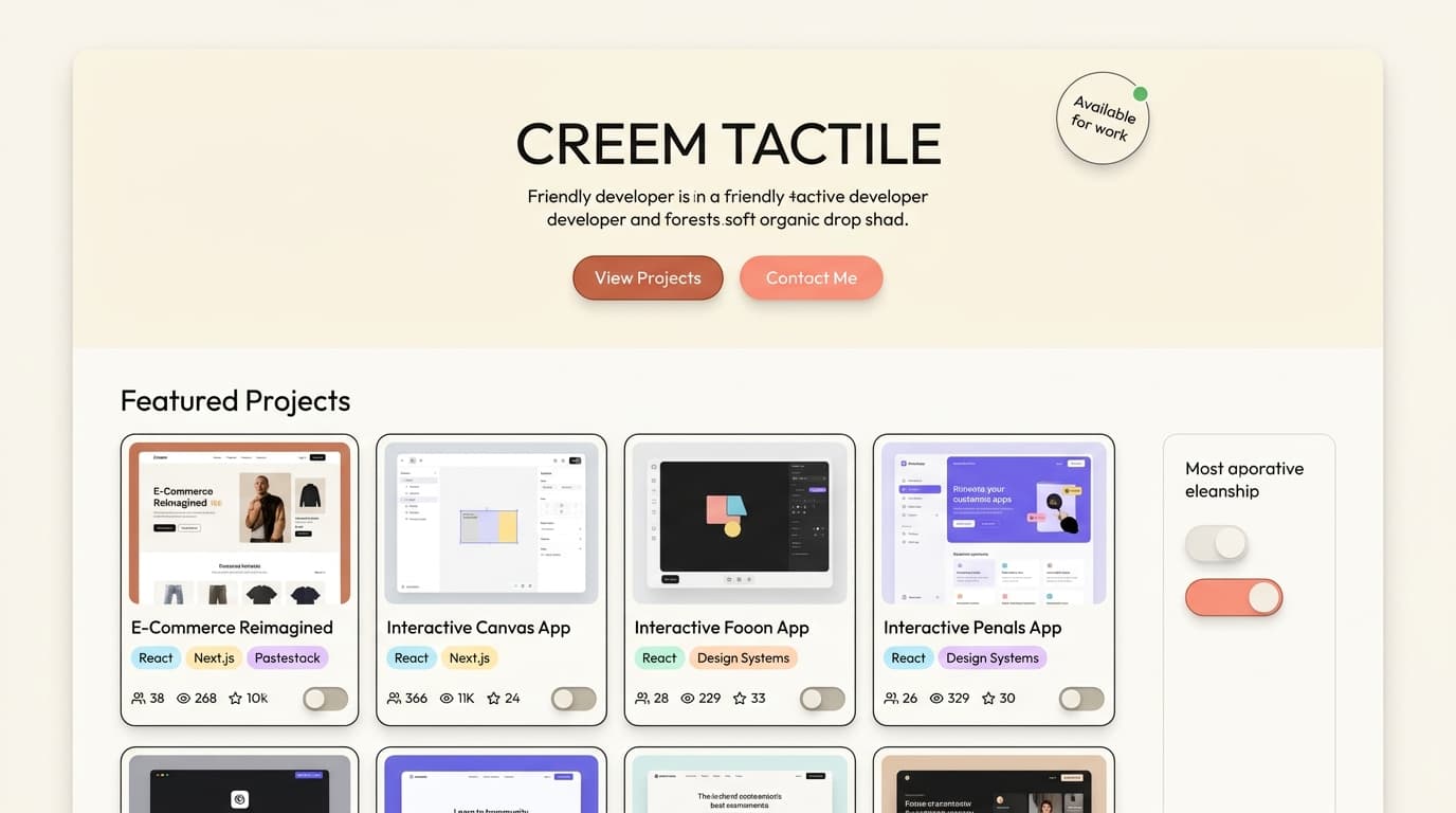 Creem Tactile developer portfolio template by Profilix