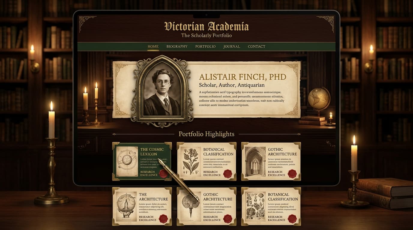 Victorian Academia developer portfolio template by Profilix