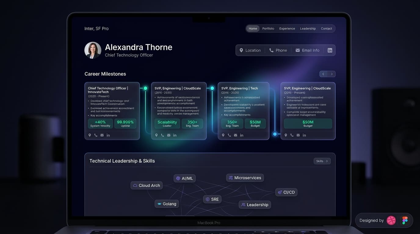 Executive Resume developer portfolio template by Profilix