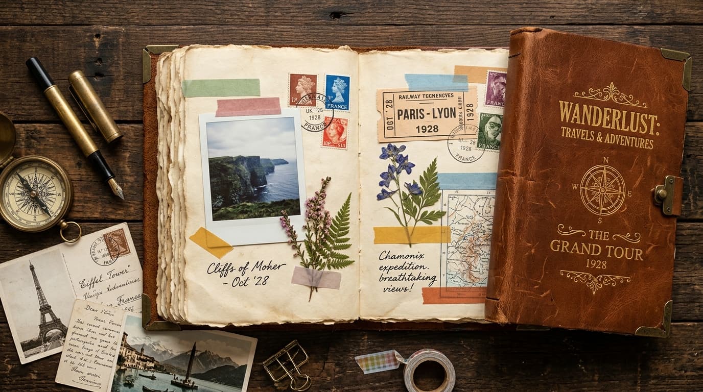 Travel Journal Scrapbook developer portfolio template by Profilix
